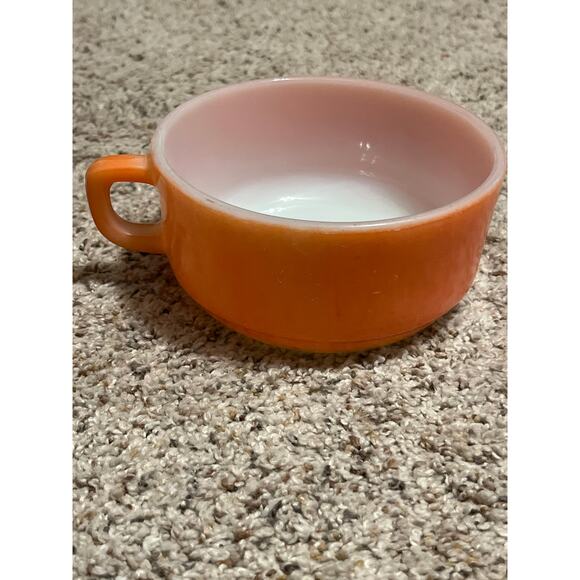 Anchor Hocking Other - Anchor Hocking Stackable Soup Bowl Mug  Peach / Orange Milk Glass Vintage MCM